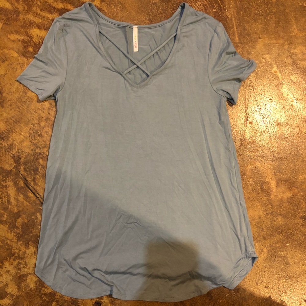 Blue Cross Neck Blouse